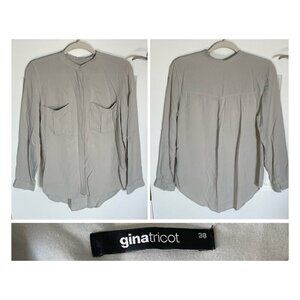 Gina Tricot Gray Button Up Long Sleeve Blouse Shirt - 35379